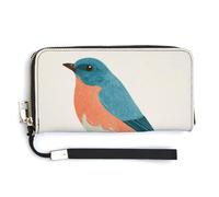 Jubonexis Vintage Bird Blue Spring Song PU Leather Clutch Long Bifold Wallet, Coin Purse Credit Pass Case, Durable Card-Holder Money Storage for Women Men