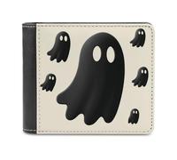 Jubonexis Vintage Black Flying Ghosts Soft PU Leather Bifold Wallet, Coin Purse Credit Pass Case, Durable Card-Holder Slim Billfold for Men Woman Money Storage