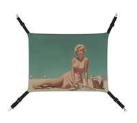 Jubonexis Vintage Blonde Woman Beach Breathable Pet Hammock with Adjustable Straps Reversible Cat Hanging Bed Dog Mats