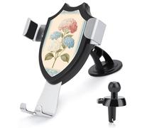 Jubonexis Vintage Blue Pink Hydrangea Botanical Folk Art Car Phone Holder Mount Triangle Clip Base Air Vent Cell Phone Car Mount Automotive Accessories for 4-6 Inches Cell Smartphones