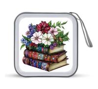 Jubonexis Vintage Books Colorful Flowers Stained Glass CD Case DVD Storage Case Portable