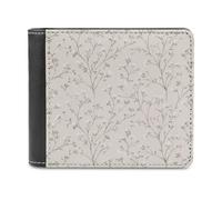 Jubonexis Vintage Botanical Brown Motifs on Light Beige Soft PU Leather Bifold Wallet, Coin Purse Credit Pass Case, Durable Card-Holder Slim Billfold for Men Woman Money Storage