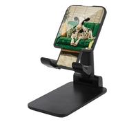 Jubonexis Vintage Cow on A Green Couch Cell Phone Stand Foldable Adjustable Phone Stand for Desk