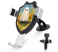 Jubonexis Vintage Cute Ghost in Field of Wildflowers Car Phone Holder Mount Triangle Clip Base Air Vent Cell Phone Car Mount Automotive Accessories for 4-6 Inches Cell Smartphones