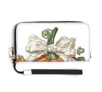 Jubonexis Vintage Cute Pumpkin with A Bow Halloween PU Leather Clutch Long Bifold Wallet, Coin Purse Credit Pass Case, Durable Card-Holder Money Storage for Women Men