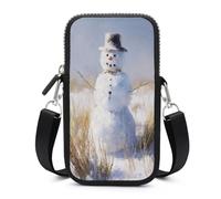 Jubonexis Vintage Cute Snowman in The Field Crossbody Mobile Phone Bag Smartphone Bag With Adjustable Strap