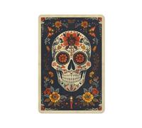 Jubonexis Vintage Day of The Dead Skull And Floral Tin Metal Signs Wall Art Decorations for Bar Pub Club Cafe Room Farmhouse White 30x20cm