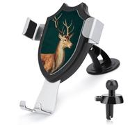 Jubonexis Vintage Deer Standing Dark Green Car Phone Holder Mount Triangle Clip Base Air Vent Cell Phone Car Mount Automotive Accessories for 4-6 Inches Cell Smartphones
