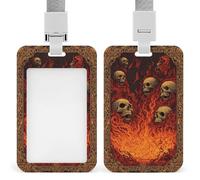 Jubonexis Vintage Flames Fire and Skulls ID Badge Holder Retractable Clip Card Holder Card Protector Name Badge Name Tag for Work Office Doctor Nurse