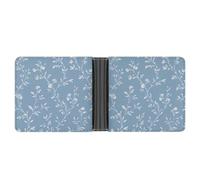Jubonexis Vintage French Floral Textile on Soft Blue Soft PU Leather Bifold Wallet, Coin Purse Credit Pass Case, Durable Card-Holder Slim Billfold for Men Woman Money Storage