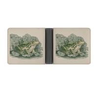 Jubonexis Vintage Frog Sitting on A Lily Soft PU Leather Bifold Wallet, Coin Purse Credit Pass Case, Durable Card-Holder Slim Billfold for Men Woman Money Storage