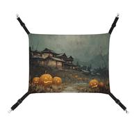Jubonexis Vintage Halloween Pumpkins Japanese Houses Breathable Pet Hammock with Adjustable Straps Reversible Cat Hanging Bed Dog Mats