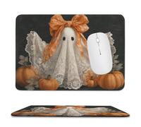 Jubonexis Vintage Halloween Whimsical Ghost Floral Lace Mouse Pad, Small Office Computer Mouse Pads for Desk Laptop with Non-Slip Rubber Base Mouse Mat, Gaming Mouse Pads