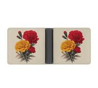 Jubonexis Vintage Marigold Daffodil Rose Carnation Soft PU Leather Bifold Wallet, Coin Purse Credit Pass Case, Durable Card-Holder Slim Billfold for Men Woman Money Storage