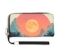 Jubonexis Vintage Mountain Sunset PU Leather Clutch Long Bifold Wallet, Coin Purse Credit Pass Case, Durable Card-Holder Money Storage for Women Men