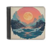 Jubonexis Vintage Mountain Sunset Soft PU Leather Bifold Wallet, Coin Purse Credit Pass Case, Durable Card-Holder Slim Billfold for Men Woman Money Storage