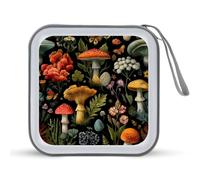 Jubonexis Vintage Mushrooms Plants and Butterflies CD Case DVD Storage Case Portable for Car Home Travel