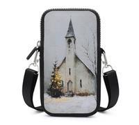 Jubonexis Vintage Old Country Church Crossbody Mobile Phone Bag Smartphone Bag With Adjustable Strap
