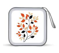 Jubonexis Vintage Orange Black Autumn Leaves CD Case DVD Storage Case Portable for Car Home Travel