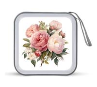 Jubonexis Vintage Peonies and Roses Bouquet CD Case DVD Storage Case Portable