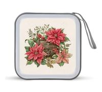 Jubonexis Vintage Poinsettias Greene CD Case DVD Storage Case Portable for Car Home Travel
