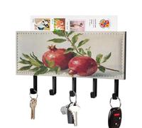 Jubonexis Vintage Pomegranate Rustic Farmhouse Kitchen Art Wall Mount with 5 Hooks Acrylic Key Rack for Home Office Entryway