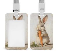 Jubonexis Vintage Rabbit with A Carrot ID Badge Holder Retractable Clip Card Holder Card Protector Name Badge Name Tag for Work Office Doctor Nurse