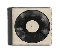 Jubonexis Vintage Record Retro Soft PU Leather Bifold Wallet, Coin Purse Credit Pass Case, Durable Card-Holder Slim Billfold for Men Woman Money Storage