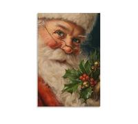 Jubonexis Vintage Santa Claus Wearing Glasses Wall Art Poster Canvas Print Painting Aesthetic Picture for Living Room Farmhouse Decor Unframed 12x18inch(30x45cm)