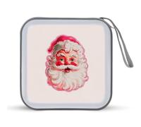 Jubonexis Vintage Santa Clause Head Red Hat CD Case DVD Storage Case Portable for Car Home Travel