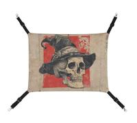 Jubonexis Vintage Skull And Witch Hat Pop Art Breathable Pet Hammock with Adjustable Straps Reversible Cat Hanging Bed Dog Mats