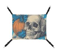 Jubonexis Vintage Skull Orange Pumpkin Pop Art Breathable Pet Hammock with Adjustable Straps Reversible Cat Hanging Bed Dog Mats