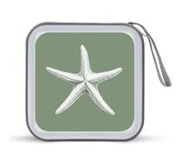 Jubonexis Vintage Starfish on Sage Green Minimal CD Case DVD Storage Case Portable