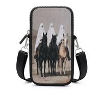 Jubonexis Vintage Three Ghosts Riding Black Horses Crossbody Mobile Phone Bag Smartphone Bag With Adjustable Strap