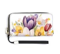 Jubonexis Vintage Watercolor Bouquet of Tulips PU Leather Clutch Long Bifold Wallet, Coin Purse Credit Pass Case, Durable Card-Holder Money Storage for Women Men