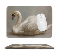 Jubonexis Vintage White Swan Mouse Pad, Small Office Computer Mouse Pads for Desk Laptop with Non-Slip Rubber Base Mouse Mat, Gaming Mouse Pads