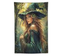 Jubonexis Vintage Witches in The Forest Tapestry Polyester Aesthetic Wall Hanging Bedroom Living Room Dorm Decor 40"x60"