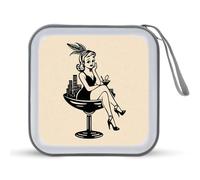 Jubonexis Vintage Woman Sitting in A Large Glass CD Case DVD Storage Case Portable for Car Home Travel