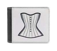 Jubonexis Waist-Cinching Dress Grey White Soft PU Leather Bifold Wallet, Coin Purse Credit Pass Case, Durable Card-Holder Slim Billfold for Men Woman Money Storage