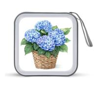 Jubonexis Watercoler Blue Hydrangeas CD Case DVD Storage Case Portable for Car Home Travel