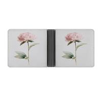 Jubonexis Watercolor A Single Soft Pink Peony Soft PU Leather Bifold Wallet, Coin Purse Credit Pass Case, Durable Card-Holder Slim Billfold for Men Woman Money Storage