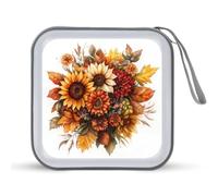 Jubonexis Watercolor Autumn Flower Bouquet CD Case DVD Storage Case Portable
