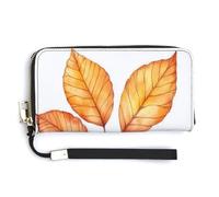 Jubonexis Watercolor Autumn Leaf PU Leather Clutch Long Bifold Wallet, Coin Purse Credit Pass Case, Durable Card-Holder Money Storage for Women Men