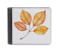 Jubonexis Watercolor Autumn Leaf Soft PU Leather Bifold Wallet, Coin Purse Credit Pass Case, Durable Card-Holder Slim Billfold for Men Woman Money Storage