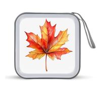 Jubonexis Watercolor Autumn Maple Leaf CD Case DVD Storage Case Portable for Car Home Travel