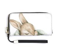 Jubonexis Watercolor Baby Bunny in A Blanket PU Leather Clutch Long Bifold Wallet, Coin Purse Credit Pass Case, Durable Card-Holder Money Storage for Women Men