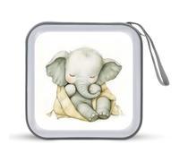 Jubonexis Watercolor Baby Elephant in A Blanket CD Case DVD Storage Case Portable