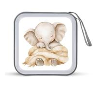 Jubonexis Watercolor Baby Elephant Sleeping CD Case DVD Storage Case Portable
