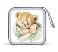 Jubonexis Watercolor Baby Lion Sleeping CD Case DVD Storage Case Portable