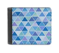 Jubonexis Watercolor Blue Pattern Soft PU Leather Bifold Wallet, Coin Purse Credit Pass Case, Durable Card-Holder Slim Billfold for Men Woman Money Storage